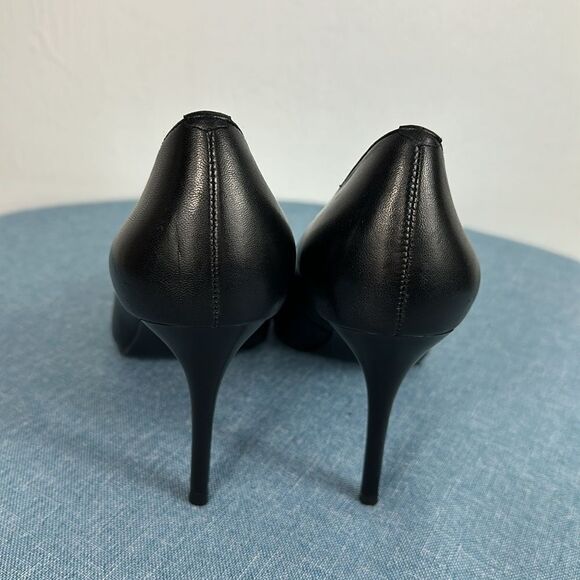 Bacia Black Leather Pointed Toe Classic High Stiletto Pumps Size 38 - Picture 4 of 9